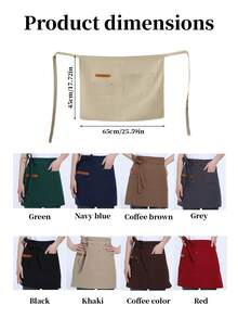 Waiter/Waitress Canvas Half Apron, Waterproof Oil-Proof, Restaurant Work Uniform, Kitchen Cooking Apron - Multicolor - View 10