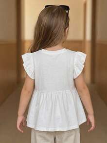 Dazy Kids 大童女孩秋季服飾 (大號) 圓領印花無袖T恤 夏季 - 白色 - 查看 5