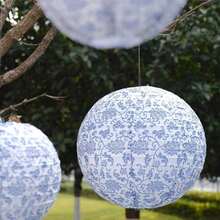 12pcs Blue And White Porcelain Design Chinese Traditional Pattern Paper Lanterns, Suitable For Weddings, Birthdays, Festivals, Parties, And Home Decor - multicolor - View 5
