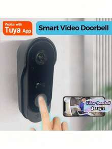 Smart Wireless Doorbell, Video Doorbell Camera, Suitable For Home Security, Features Night Vision, Chime, Rechargeable, APP Control - Black - View 1