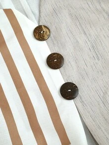 Linhara CURVE 大尺碼多色拼接V領荷葉袖休閒優雅上衣 秋季 - 彩色 - 查看 6
