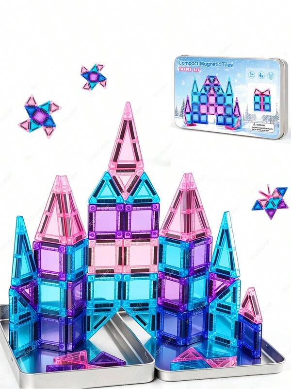 MINKOJA MINKOJA 56pcs Mini Magnetic Building Block Toys, Portable Travel Set Creative Magnetic Toys For Kids, Girls' Toys, Hands-On Ability Training, Parent-Child Games, As Back-To-School, Graduation, Christmas, And Birthday Gifts For Boys And Girls, Random Colors