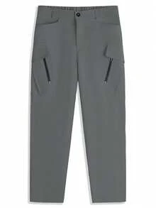 Manfinity Homme Men's Casual Solid Color Cargo Pants - smoke gray - View 3