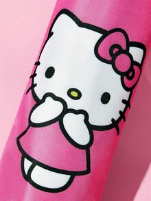 HELLO KITTY AND FRIENDS | SHEIN Cute White Cat With Pink Bow Print 3-Fold Umbrella, Sun Protection & Rainproof Dual-Use Parasol, Compact Portable For Travel & Daily Use - Pink - View 5