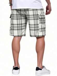 Manfinity Homme Pantalones cortos cargo casuales para hombres con bolsillo con solapa y cordón en la cintura - Multicolor - Ver 2