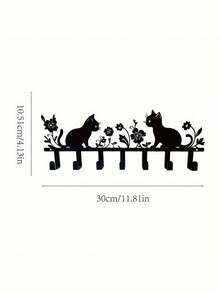 1 buah Gantungan Kunci Motif Kucing Lucu, Gantungan Dinding, Logam, Cat Mengkilap, Rak Kunci Dekoratif, Anti Karat, Kokoh, Hemat Ruang, Organizer untuk Ruang Tamu, Kamar Mandi, Ruang Ganti, Lorong, Hadiah untuk Pecinta Hewan Peliharaan, Teman, Keluarga - Hitam - View 7