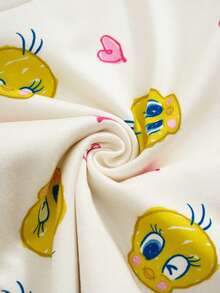LOONEY TUNES X SHEIN Baby Girl Cartoon Print Top & Leggings Snug Fit Loungewear - Yellow - View 4