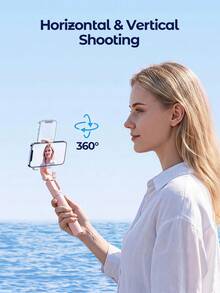 Teckwe Wireless Selfie Stick Tripod, Portable Cell Phone Stand With Remote Shutter, Back To School Essential For Vlog Live Streaming - Height: 0.7m - View 3