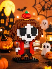 MINKOJA Halloween Cute Building Blocks Kit, Mini Q Version Skeleton Pumpkin Ghost Figures, Easy Assembly Educational Toy, Desktop Ornament, Halloween Party Favors Gift - Multicolor - View 12