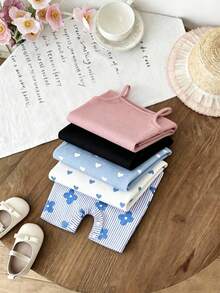 SHEIN LMoss Kids 新生兒休閒細肩帶連身衣 - 彩色 - 查看 3