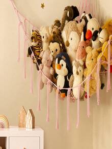1pc Large Stuffed‑Animal Hammock, Corner Hanging Net For Plush Toys, Wall‑Mounted Toy Storage Organizer For Stuffed Animal Display - Multicolor - View 4