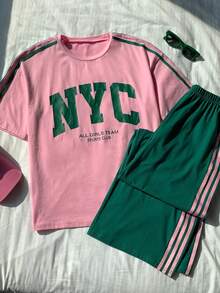 Comfortcana 女款夏季新款復古棕色編織帶拼接休閒寬鬆兩件套 - 彩色 - 查看 7