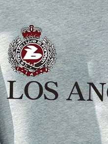 (1件) 男童時尚簡約休閒 Pony Los Angeles Badge 23 灰黑拼接圖案基本款圓領衛衣 秋季 - 彩色 - 查看 6