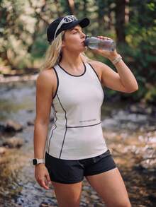 In My Nature Women's Plus Size Colorblock Letter Print Casual Daily Outdoor Sports T-Shirt - White - View 9