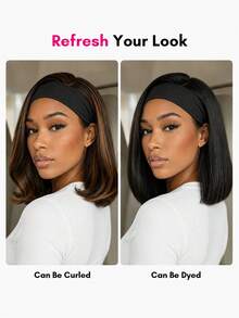 Bob Straight Headband Wig Glueless 1B/30 Ombre Color Headband Wigs For Women Put On And Go Beginner Friendly Wear And Go For Daily Use - SNATURAL/30 - View 6