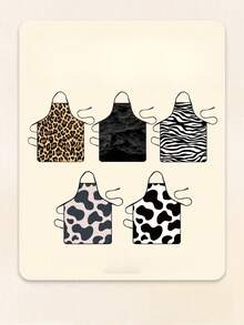 1Pc Leopard Cow Print Sleeveless Apron, Funny Novelty Costume Apron For Party Night Gag Gift, Waterproof Oilproof Kitchen Cooking Cover Up - Multicolor - View 5