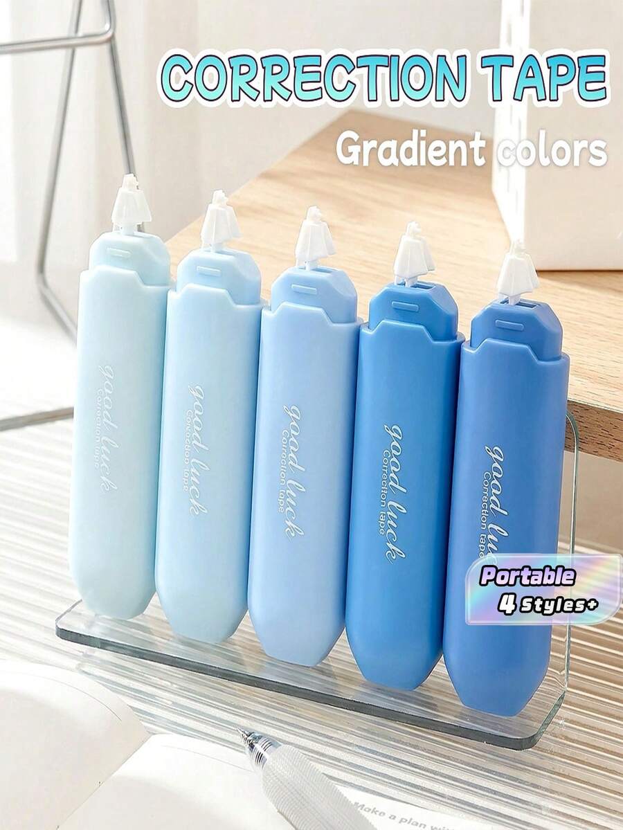 5pcs/Set Gradient Correction Tape, Simple & Stylish For Students, Portable Back To School - 5pcs - View 1