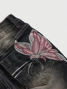 ROMWE Fairycore Y2K Sexy Fitted Butterfly Embroidered Low Waist Bodycon Mini Skirt - 黑色 - 查看 2