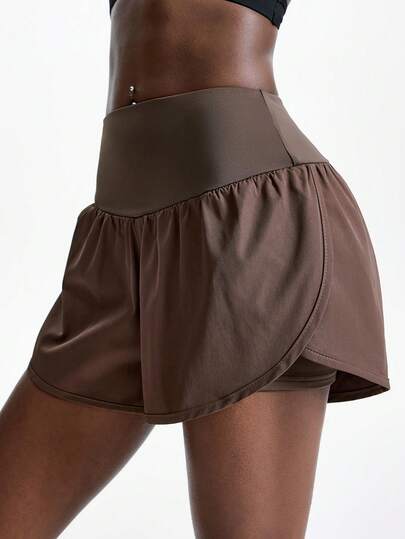 Innovista Innovista Women's High Waist Running Shorts Outer Layer Built In Liner Pocket Compression Workout Shorts Yoga Gym Training Activewear Athleisure
