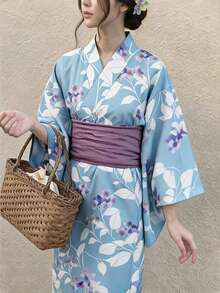 Irokai 花卉圖案和服袖寬鬆版型浴衣 - 彩色 - 查看 1