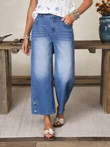 EMERY ROSE Women's Casual Versatile Daily Travel Denim Jeans With Pockets And Buttons Vacation Light Blue Summer - Blue - View 6