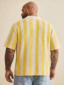EASEVO Cárdigan casual versátil de uso diario con bloques de color a rayas para hombre de talla grande - Amarillo - Ver 3