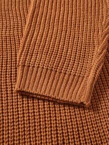Manfinity Homme Cárdigan de manga larga con abertura frontal de punto acanalado de estilo grunge para hombre, color marrón otoño, estilo vintage - Marrón - Ver 4