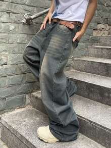 Manfinity EMRG Men's Casual Distressed Wide Leg Baggy Jeans - Blue - View 6