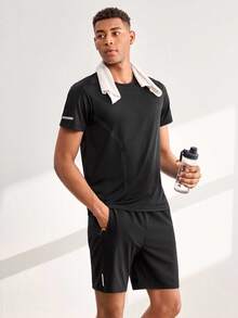 Driftmere Men's Summer Casual Outdoor Sports Running Workout Quick-Dry Top And Shorts Set Black - Black - View 1