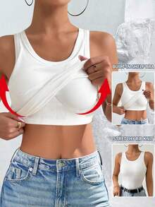SHEIN Raffinéa Camiseta ajustada y sexy minimalista con diseño de fénix acolchada y acanalada - Blanco - Ver 1