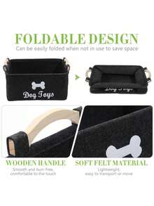 1Pc Felt Pet Toy Storage Box, Suitable For Cats And Dogs, Pet Toy Sorting Basket, Indoor Pet Snacks, Toys And Dirty Clothes Storage Basket, Simple And Practical, Help Keep The Home Clean And Orderly, Let The Toys In Order - Multicolor - View 8