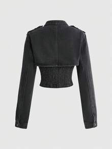 ROMWE Grunge Punk Punk Streetwear Napoleon Design Cropped Top & Fitted Bandeau 2 Pieces Set - Black - View 2