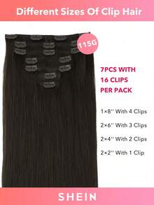 7PCS Straight Clip In Hair Extensions 100% Real Human Hair 14-24 Inch 115G Double Weft Invisible Clip Hair Extensions Remy Natural Human Hair For Women Girls Daily Use - S2 - View 3