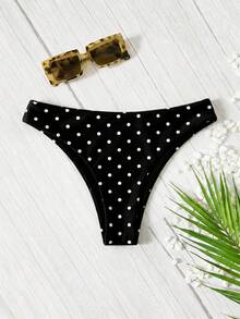 Swim Chiccia 女款波點三角比基尼泳褲，適合夏季度假海灘 - 黑與白 - 查看 5