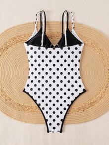 Swim Mod Baju Renang One-Piece Wanita Terbaru Musim Semi/Panas, Blok Warna Hitam dan Putih, Modis dan Seksi, Untuk Pantai, Liburan, dan Kencan - Hitam dan Putih - View 2