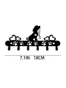 1pc Sturdy Iron Dog Shaped Wall Mounted Key Holder Multi Hook Rack Rustproof Black Cute Pet Pattern Organizer For Keys Coats Hats Towels Entryway Hallway Home Decor Gift Housewarming - Black - View 10