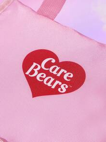 SHEIN X Care Bears 彩虹熊主題印花大容量保溫午餐包，粉色滾邊，便攜保冷手提袋，適合野餐、學校及日常使用 - 淡藍粉色 - 查看 6