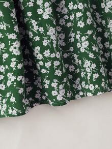 Rusticease Plus Size Green Pleated Round Neck Short Sleeve Dress Spring Summer 2026 - Green - View 6