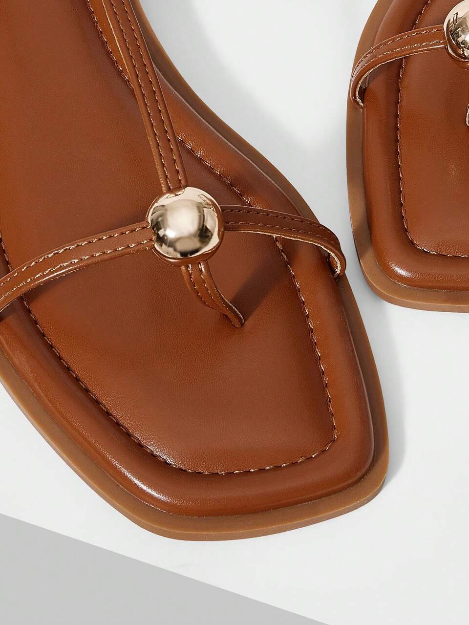 NEW MINIMALIST STYLE T-STRAP FLAT SANDALS, SQUARE TOE METAL DETAIL BUCKLE ANKLE STRAP DESIGN, COMFORTABLE AND CASUAL DAILY SUMMER WOMEN'S SANDALS