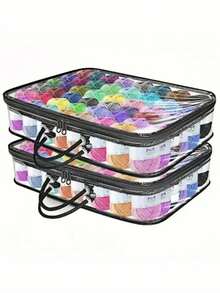 1/2/3 Packs Clear Yarn Storage Bags, Portable Handheld Multipurpose Organizer Bags For Yarn, Clothes, Bedding Sheets, Underwear Storage - multicolor - View 6
