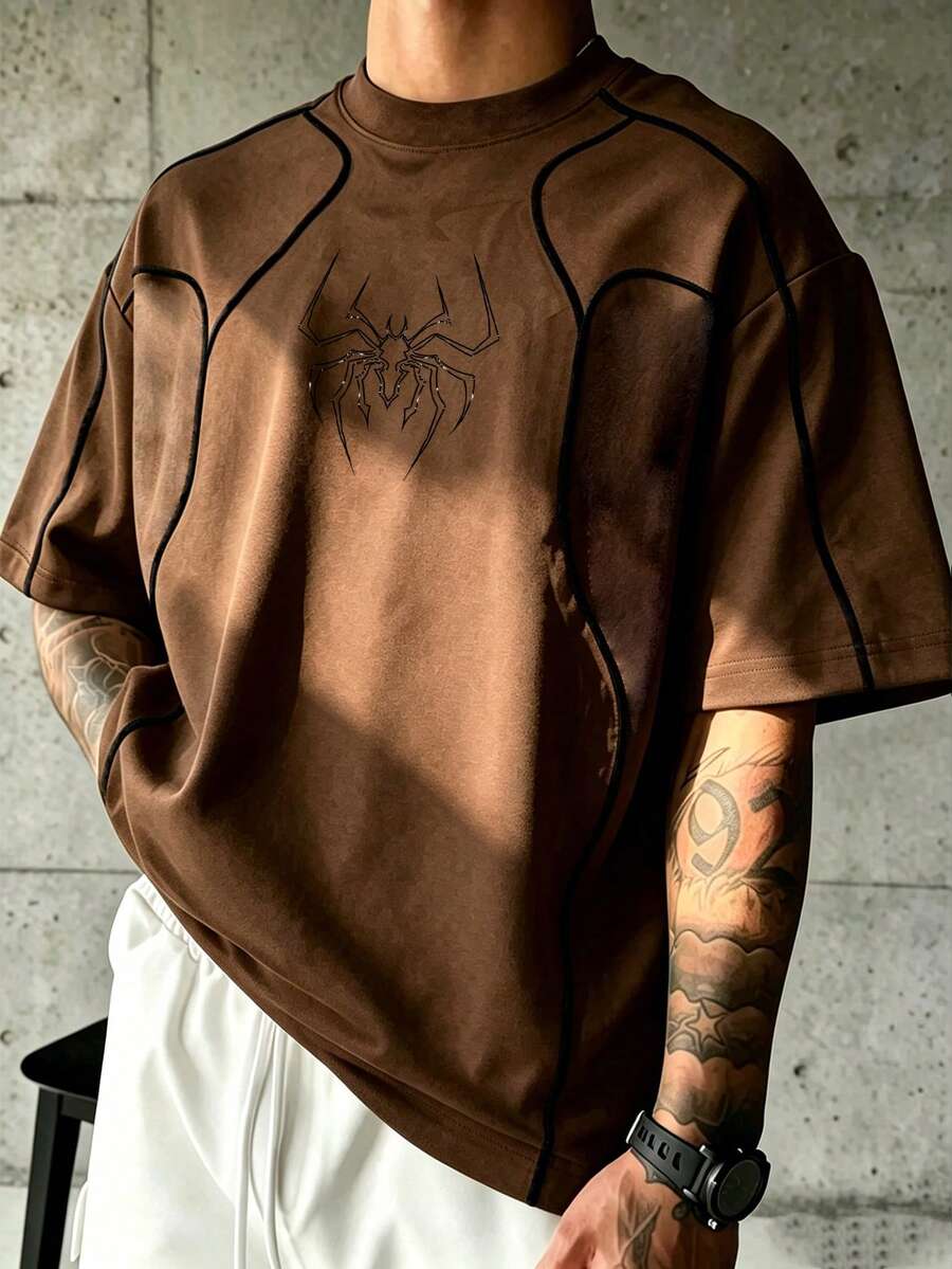 Gym Rark 男士蜘蛛圖案休閒日常旅行運動T恤 - 黑色 - 查看 1