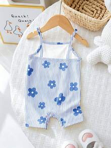 SHEIN LMoss Kids 新生兒休閒細肩帶連身衣 - 彩色 - 查看 2