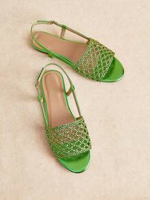 Rosivie Women's Bohemian Style Buckle Design Casual Flat Sandals - Apple green - View 1