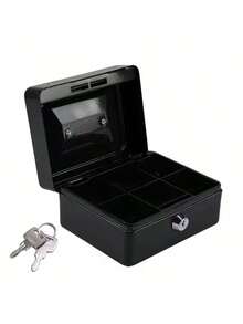 1 Piece Standard Capacity Sturdy Metal Cash Box Secure Lock With Two Matching Keys Detachable Coin Bill Compartment Durable Stainless Steel Carry Handle Multi Optional Solid Color Money Storage Case For Home Office Retail Small Business Store - B - View 5