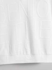 SHEIN 男童紋理布料長袖 Polo 領秋季衛衣，時尚舒適百搭，適合校園與街頭穿搭 - 白色 - 查看 5