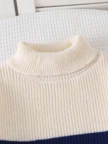 Tween Boys Sweater Crew Neck White Blue Brown Striped Casual Versatile Autumn Winter Essential Base Layer,Back To School Clothes,Long Sleeve - Multicolor - View 3