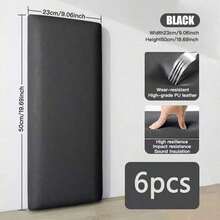 6PCS 50CM*23CM Soft Anti-Collision Minimalist Solid Color 3D Self-Adhesive Wall Stickers, PU Soft Packaging, Peel And Stick, Washable, Suitable For Bed Side And Tatami Wall Decoration, Thickened Wall Stickers For Wall Decor - multicolor - View 16
