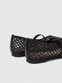 Sleekvia Zapatos Mary Jane de mujer de moda popular de verano, tejido simple con huecos transpirables, sin cordones, punta cuadrada, suela plana, multicolor - Negro - Ver 3