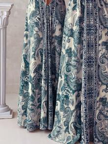 Louniche Vestido de mujer estilo vacaciones de verano con estampado, espalda descubierta y cordón ajustable - Azul - Ver 3