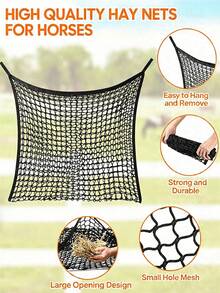 1 Hay Net, Suitable For Horses And Goats - Slow Feeder, Large Opening Design, Easy To Fill, Nylon Feeding Bag - Multicolor - View 7